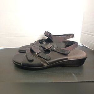 Sas Tabby Slingback Sandals Black Womens 9.5 M Comfort Leather Arch Support